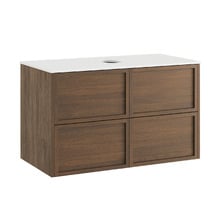 Cali 900mm Walnut Wall Hung Vanity with Basin & Shaving Cabinet Package